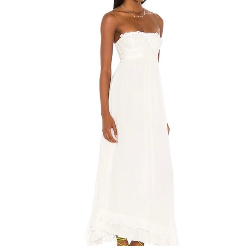 Strapless corset dress Free People white boho dress maxi dress open back - Picture 13 of 16